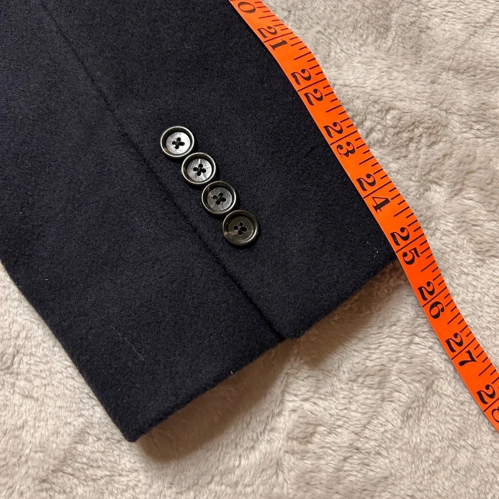 J. Crew Ludlow‎ Topcoat Overcoat Mens Size 36R Cashmere Wool Blend Blue Italy